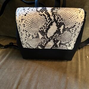 NWOT Kate Spade Black Neema Snakeskin-Embossed Leather Backpack